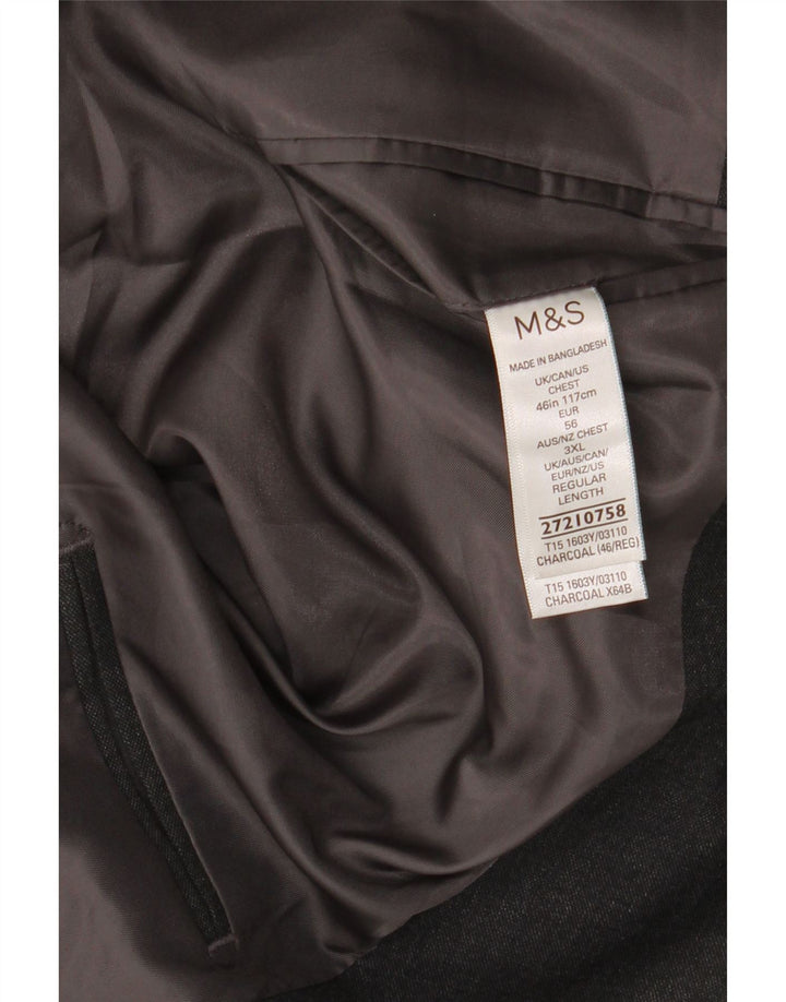 Marks & Spencer Męska marynarka zapinana na 2 guziki, UK 46, 3XL, szary poliester