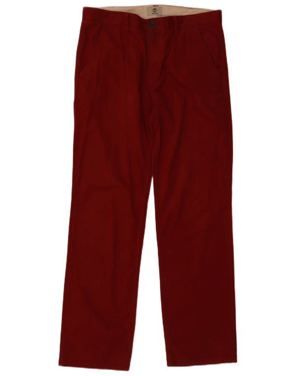 Męskie proste spodnie chino Timberland W34 L31 Burgundowa bawełna