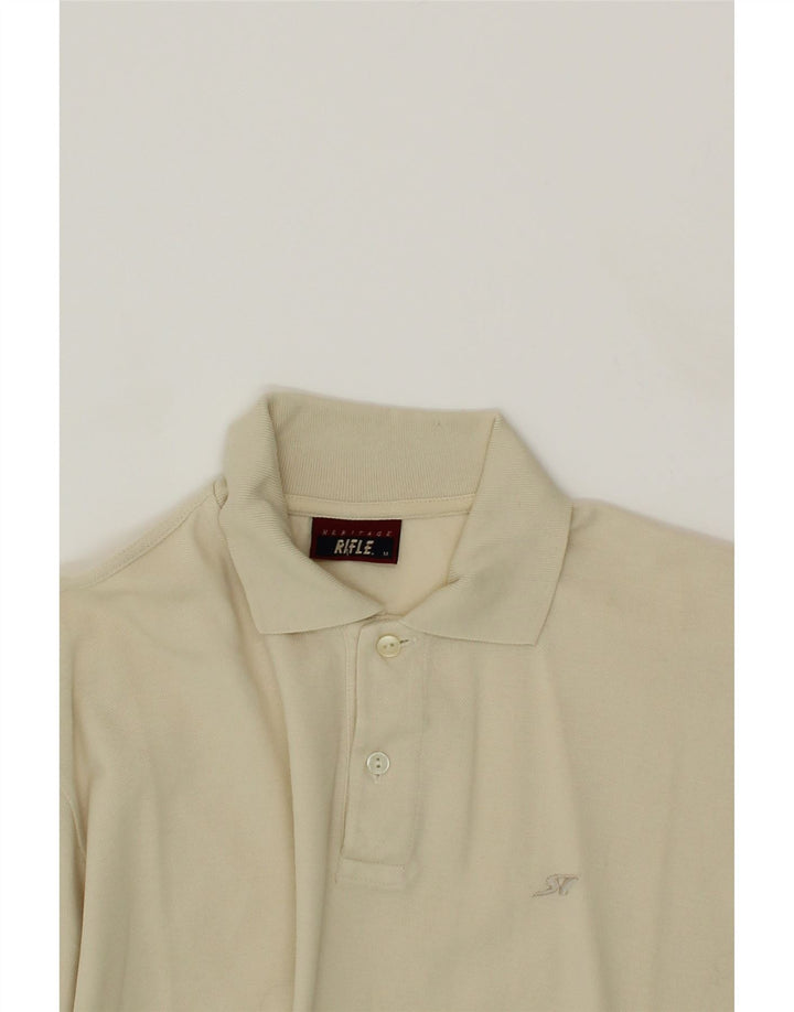RIFLE Mens Polo Shirt Medium Beige Cotton Vintage Rifle and Second-Hand Rifle from Messina Hembry 
