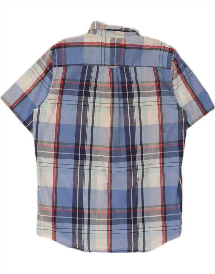 CHAPS Mens Easy Care Short Sleeve Shirt Large Blue Check Cotton Vintage Chaps and Second-Hand Chaps from Messina Hembry 