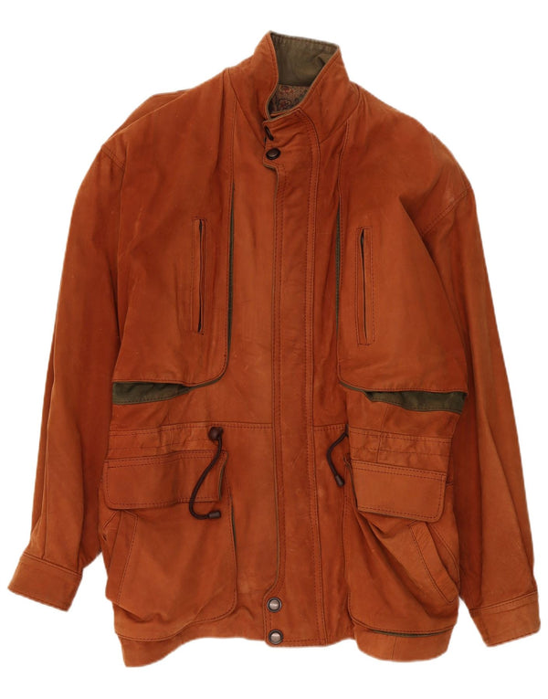 Męska kurtka skórzana vintage UK 42 XL w kolorze brązowym