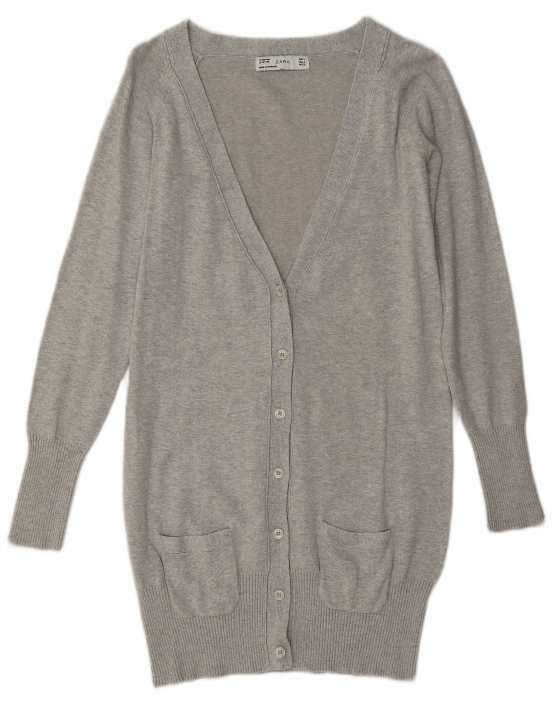 Sweter damski Zara Cardigan UK 10 Small, szary, bawełniany