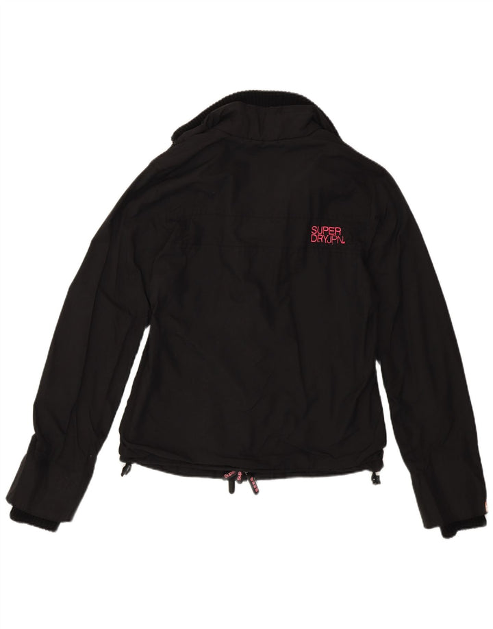 Damska kurtka przeciwdeszczowa Superdry UK 10, mała, czarna, nylonowa