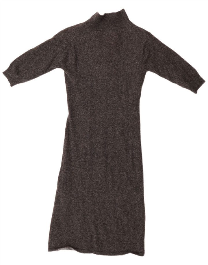 Damska sukienka sweterkowa JIGSAW z rękawem 3/4 UK 8, mała, szara wełna owcza