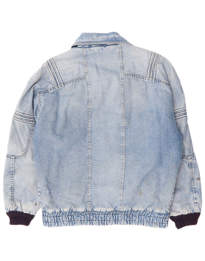 POP 84 Męska kurtka jeansowa typu Sherpa w stylu vintage, o luźnym kroju, UK 38, średnia niebieska bawełna