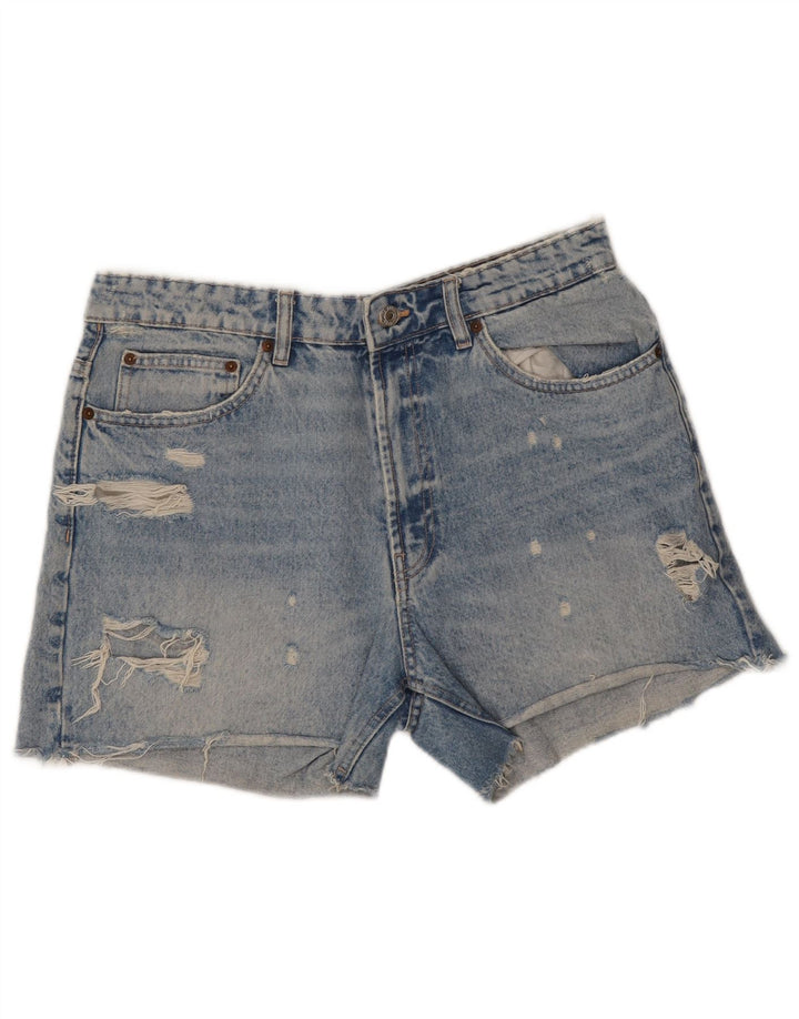 Damskie spodenki jeansowe Zara w trudnej sytuacji EU 42, duże, W32, niebieska bawełna