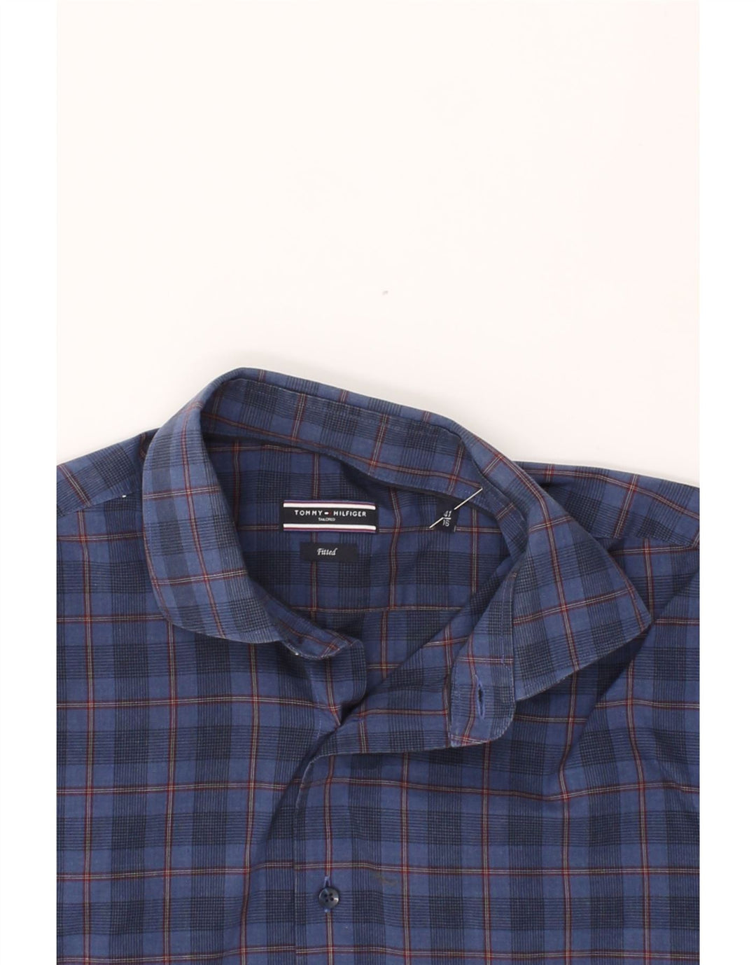 TOMMY HILFIGER Mens Shirt Size 41 16 Large Blue Check Cotton Vintage Tommy Hilfiger and Second-Hand Tommy Hilfiger from Messina Hembry 