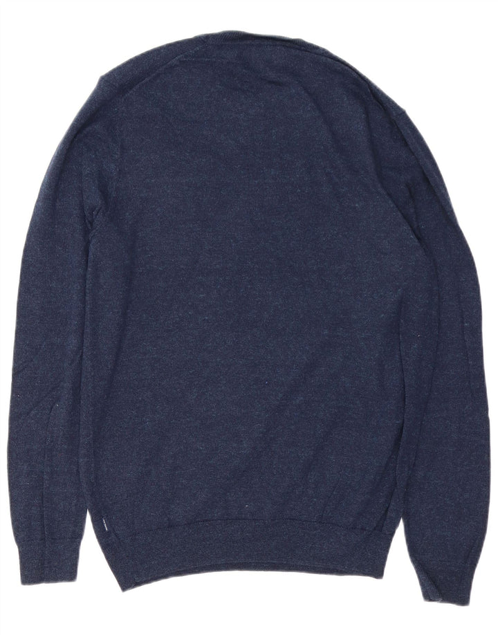 SUPERDRY Męski sweter z okrągłym dekoltem, średni granatowy, bawełniany nakrapiany