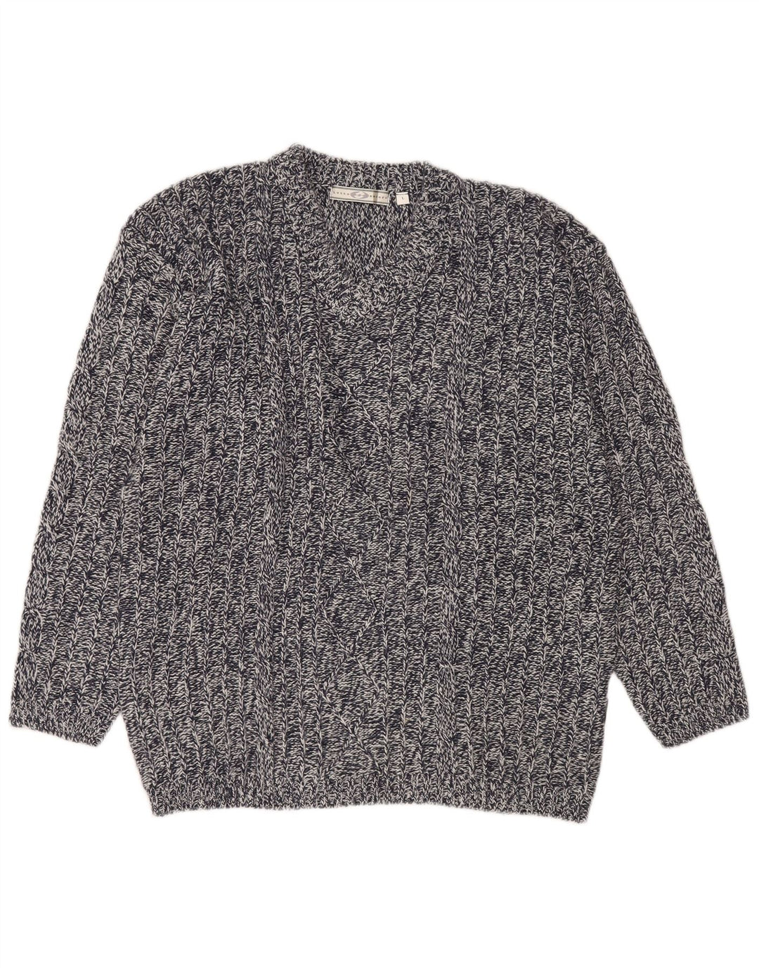 Męski sweter Lotto z dekoltem w szpic, duży, granatowy, nakrapiany akryl