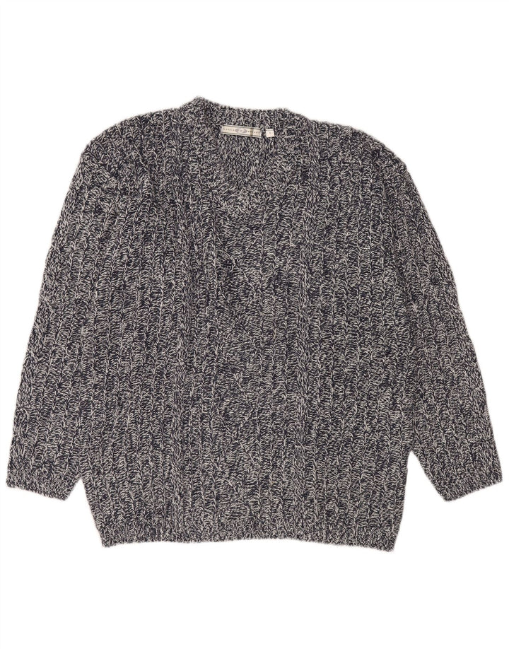 Męski sweter Lotto z dekoltem w szpic, duży, granatowy, nakrapiany akryl