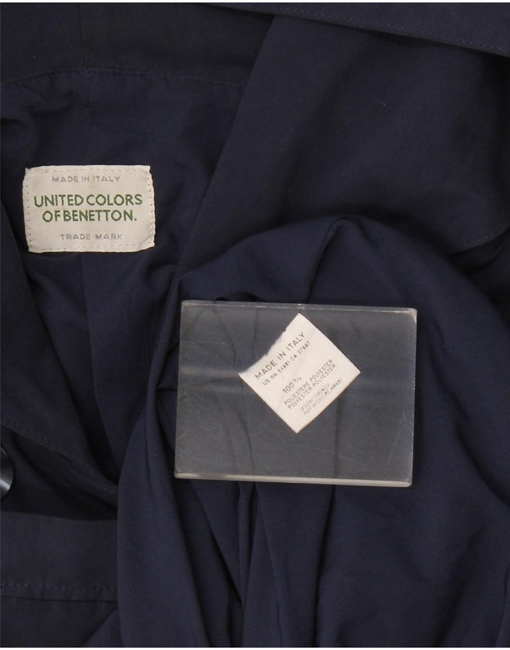 Damski płaszcz z kapturem, oversize, dwurzędowy Benetton UK 18 XL, granatowy