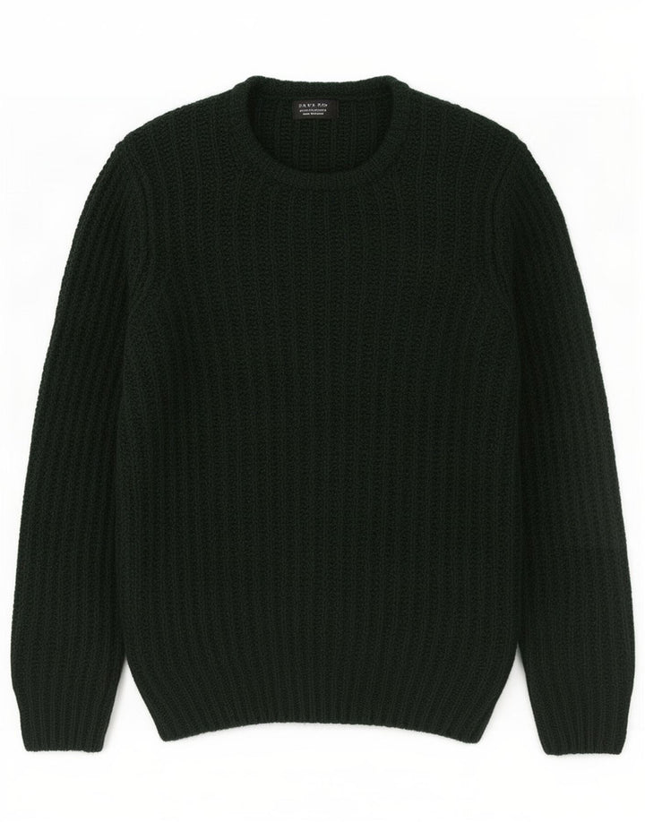 Męski sweter z okrągłym dekoltem Zara, średni zielony akryl