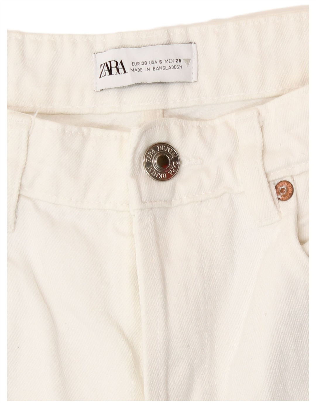 Damskie proste dżinsy Zara EU 38 Small W28 L26 Biała bawełna