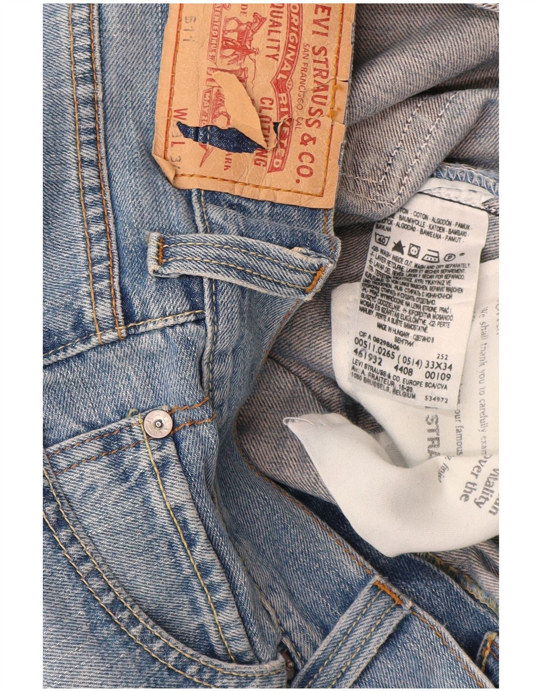Męskie jeansy Levi's 511 Slim W33 L34 Niebieska bawełna