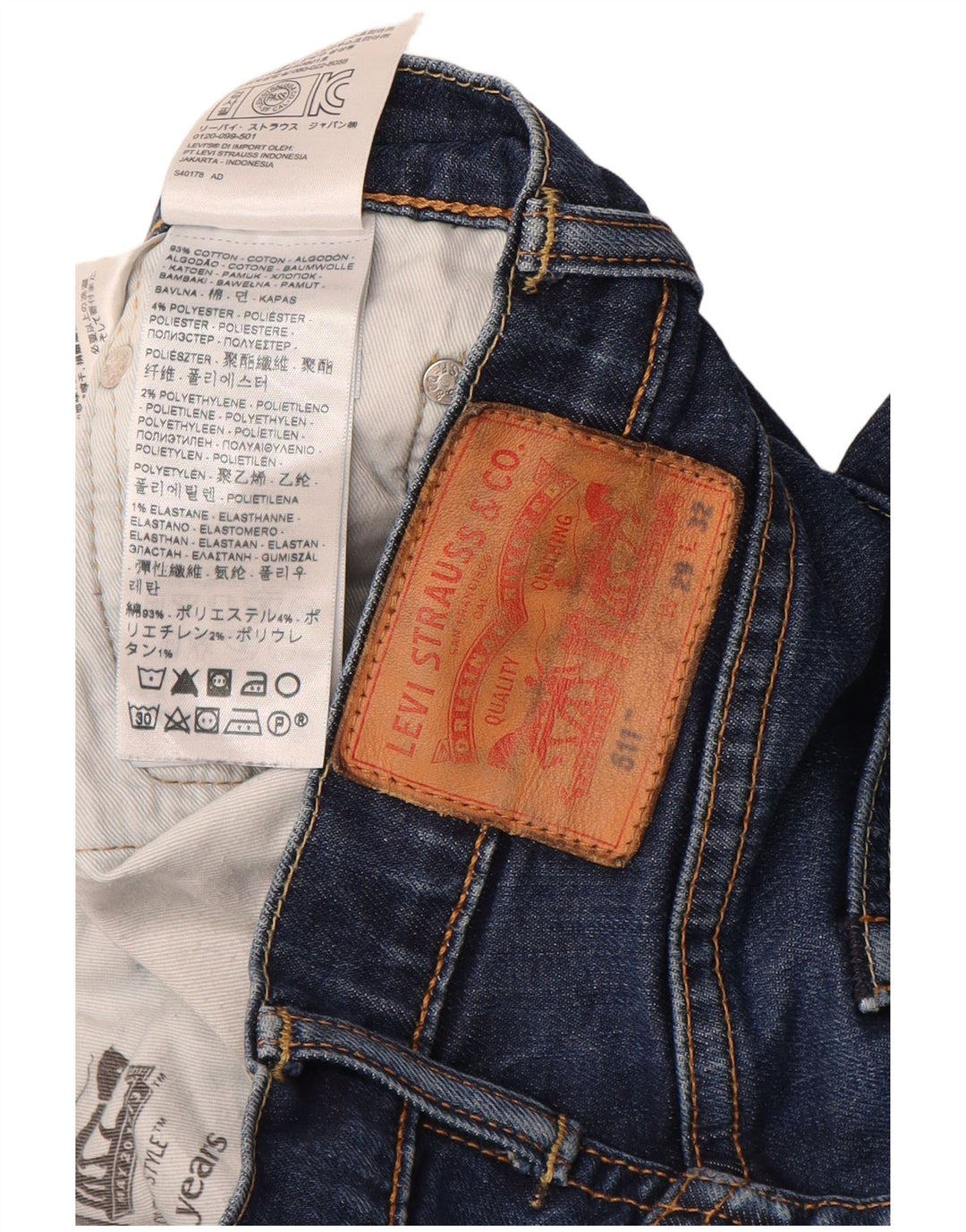 Męskie jeansy Levi's 511 Slim W29 L32 Granatowa bawełna