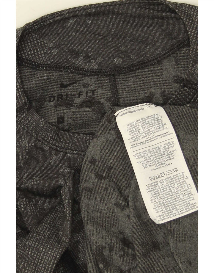 Męska koszulka Nike Dri Fit Slim Fit z długim rękawem, mały, szary kamuflaż, poliester