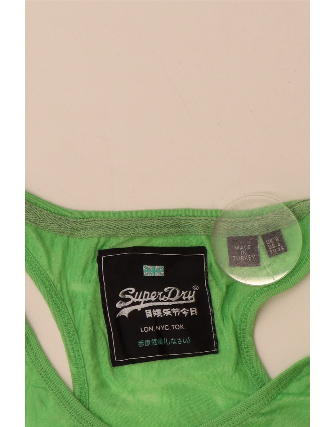 SUPERDRY Womens Graphic Vest Top UK 8 Small Green Polyester