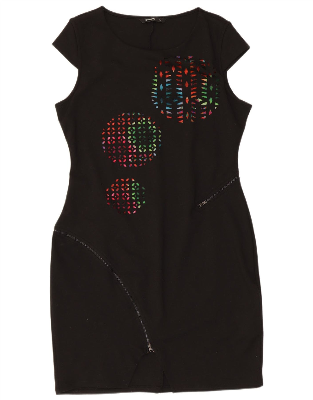 Damska sukienka z grafiką Desigual UK 18 XL, czarna, geometryczna, poliester