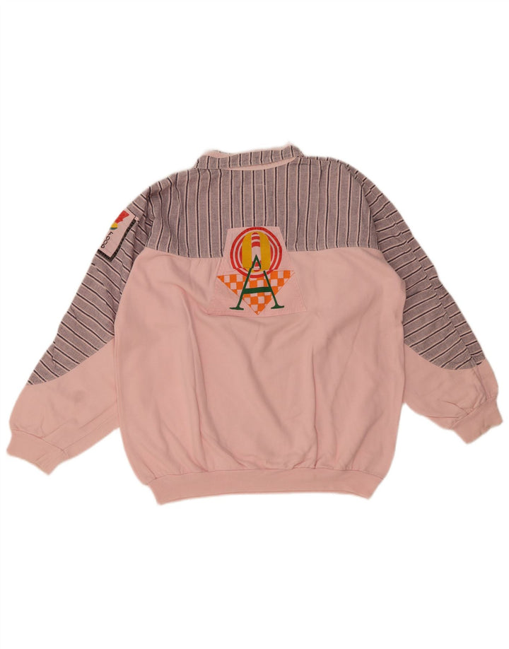 Vintage damska bluza oversize z grafiką, sweter UK 14, średni róż