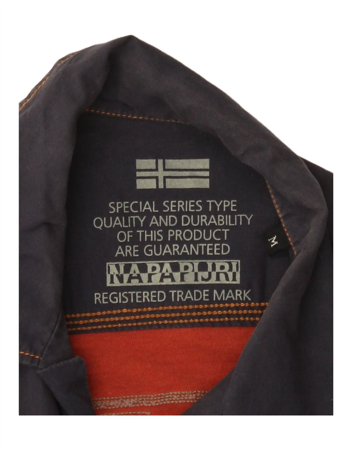 Męska graficzna koszula z krótkim rękawem NAPAPIJRI, średnio-granatowa, w kwiaty