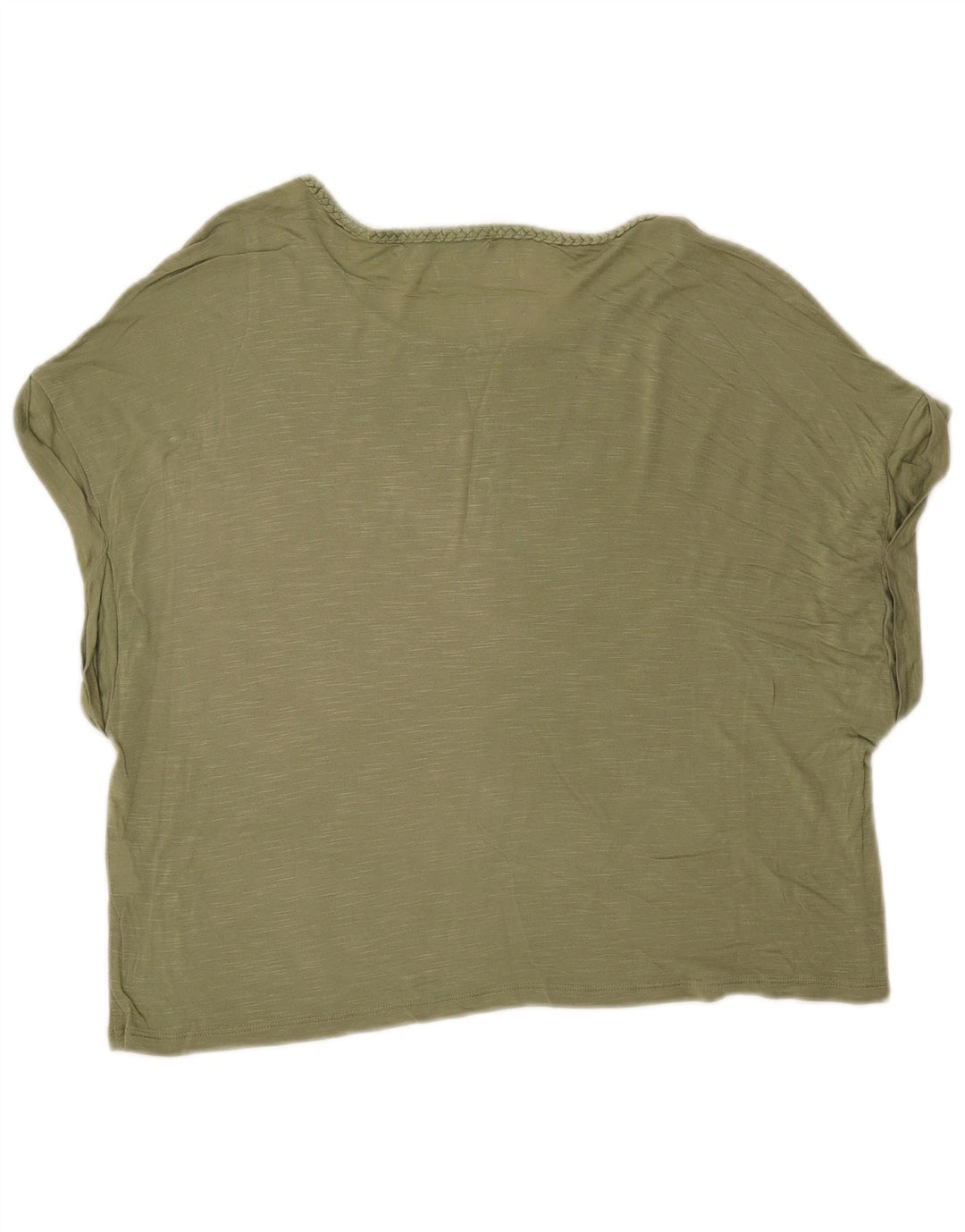 Damska koszulka typu Crop Oversize BENETTON Top UK 6 XS Khaki z nakrapianą wiskozą
