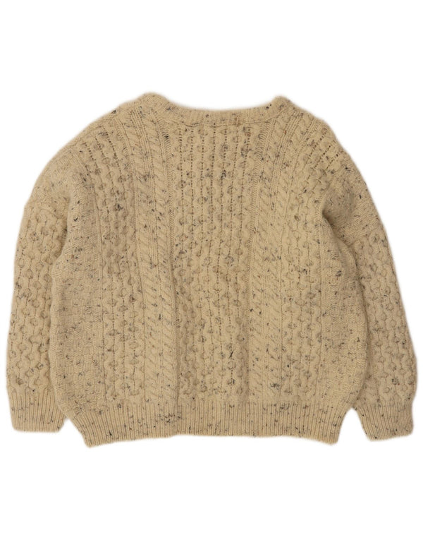 Irlandzki sweter damski Homecraft z dekoltem w łódkę UK 18 XL, beżowy, nakrapiany