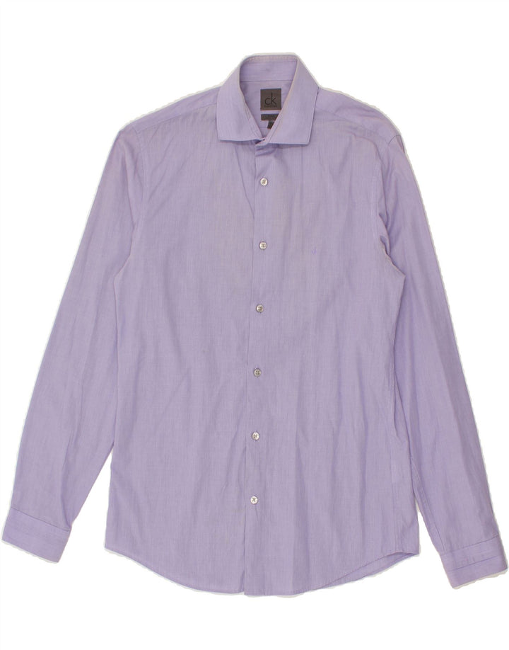 CALVIN KLEIN Mens Fitted Shirt SIze 15 Medium Purple Cotton Vintage Calvin Klein and Second-Hand Calvin Klein from Messina Hembry 