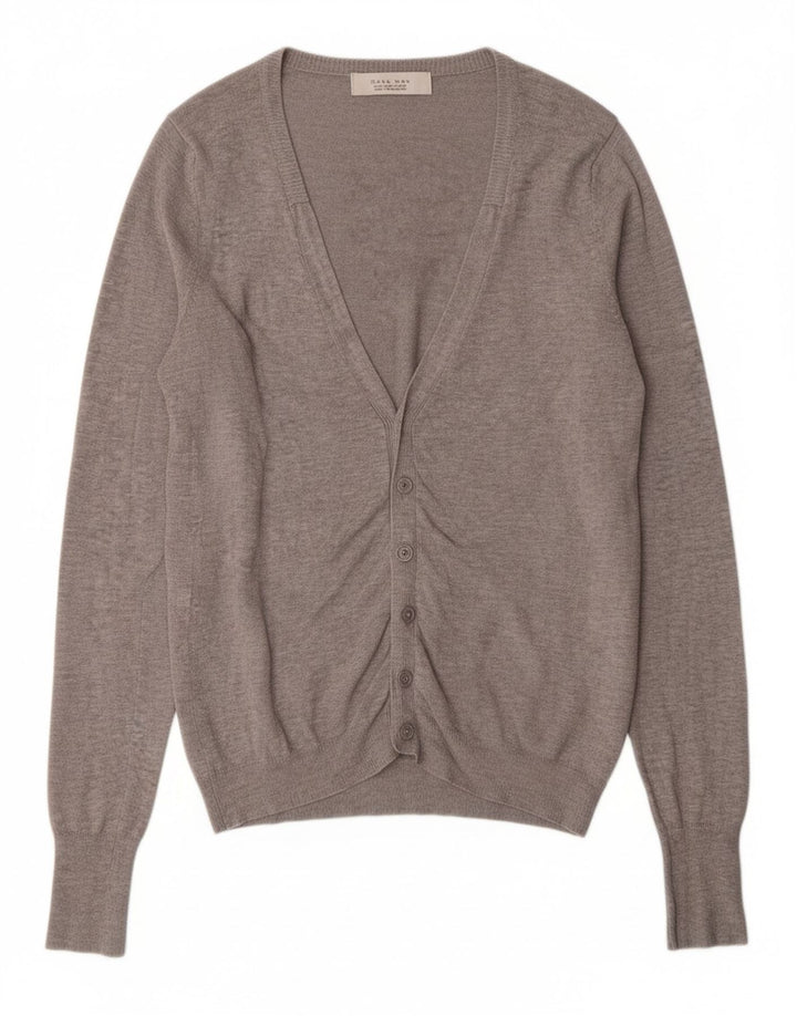 ZARA Mens Cardigan Sweater Medium Grey Viscose