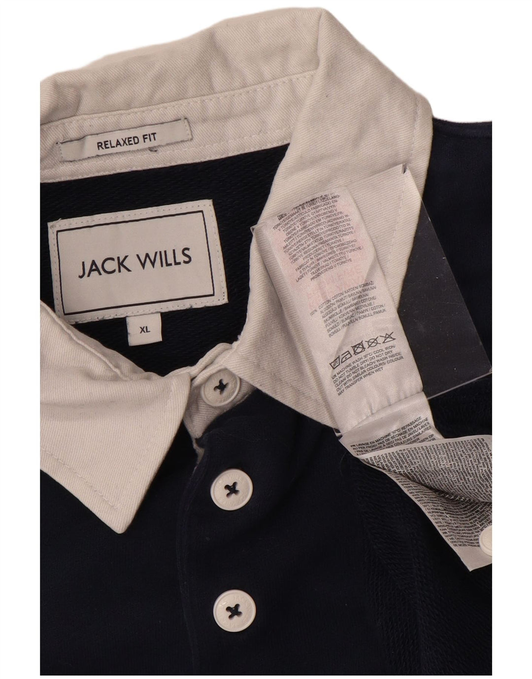 Męska koszulka polo do rugby JACK WILLS z grafiką XL, granatowa, z blokami kolorów