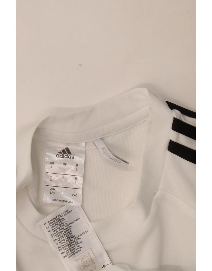 Męski T-shirt ADIDAS Climalite, duży, biały, poliestrowy blok kolorów