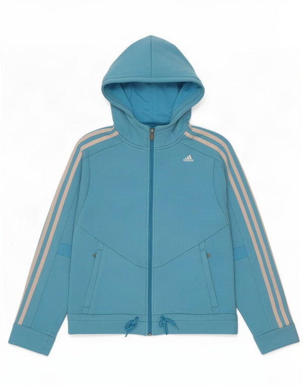 Adidas Damski sweter z kapturem Climalite Zip UK 12 Średni niebieski bawełniany
