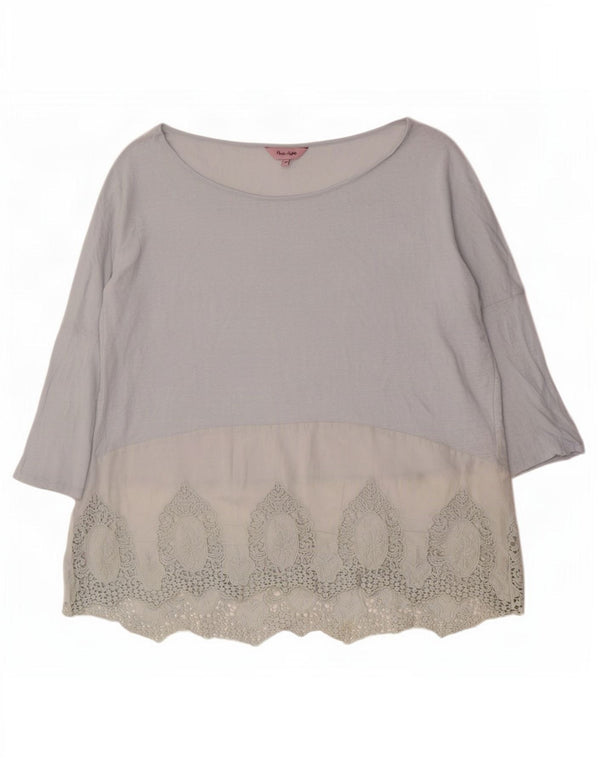 Damska bluzka oversize z rękawem 3/4 Phase Eight, niebieska, w kwiaty, UK 18 XL