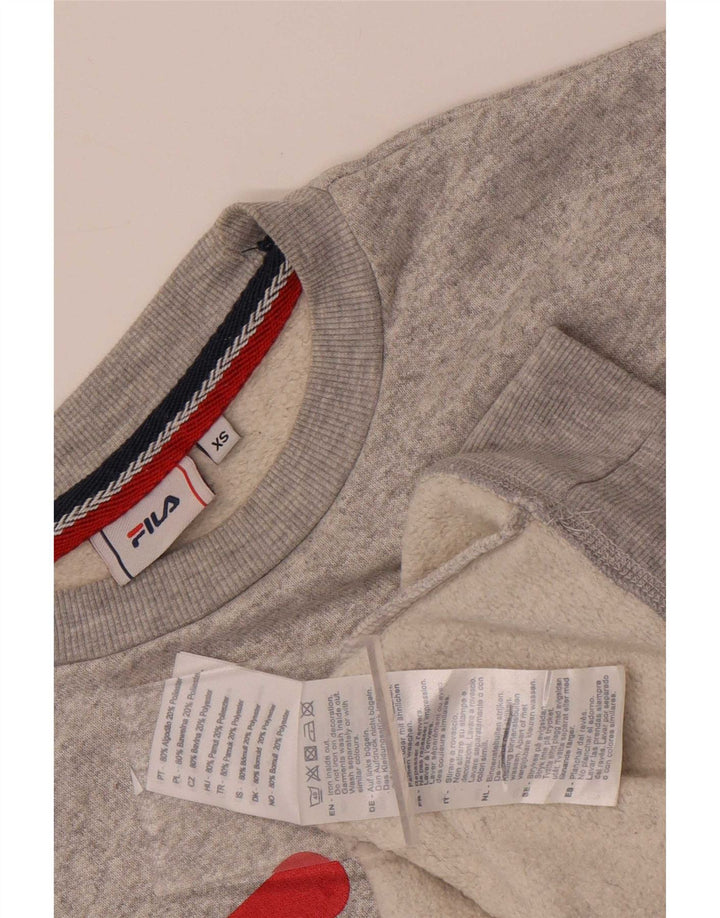 Męska bluza z grafiką Fila, sweter XS, szara, nakrapiana bawełna