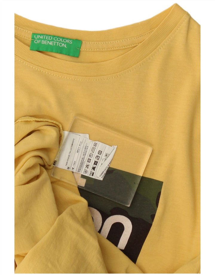 Męska koszulka z grafiką Benetton, średnia żółta bawełna