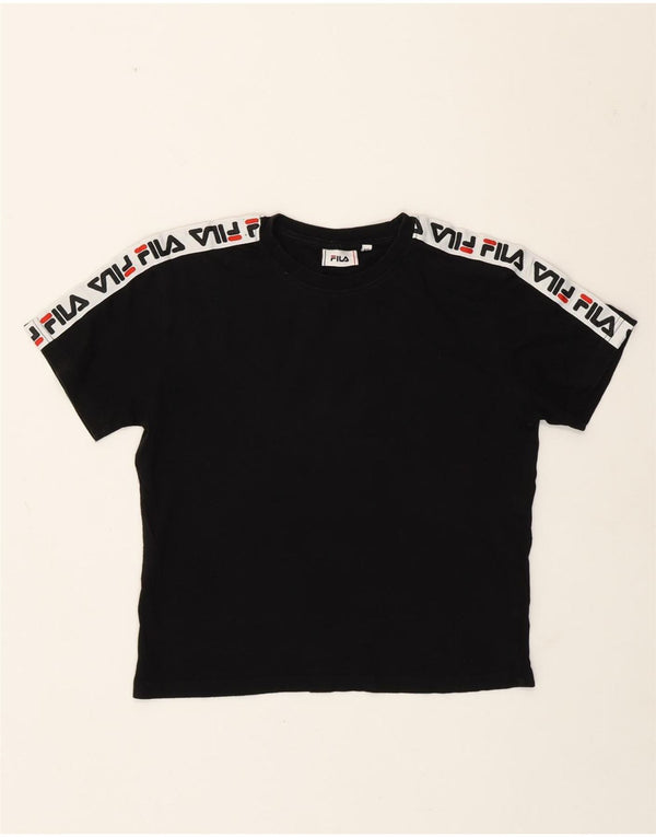 Damski T-shirt Fila Crop Graphic Top UK 6 XS Czarna bawełna