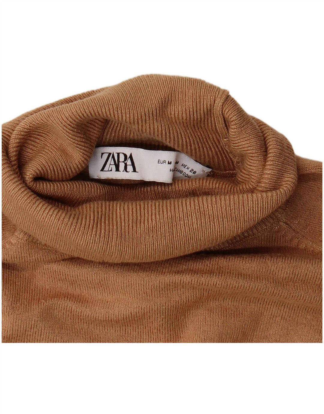 Damski sweter Zara z okrągłym dekoltem i rękawami 3/4, UK 12, średni brąz
