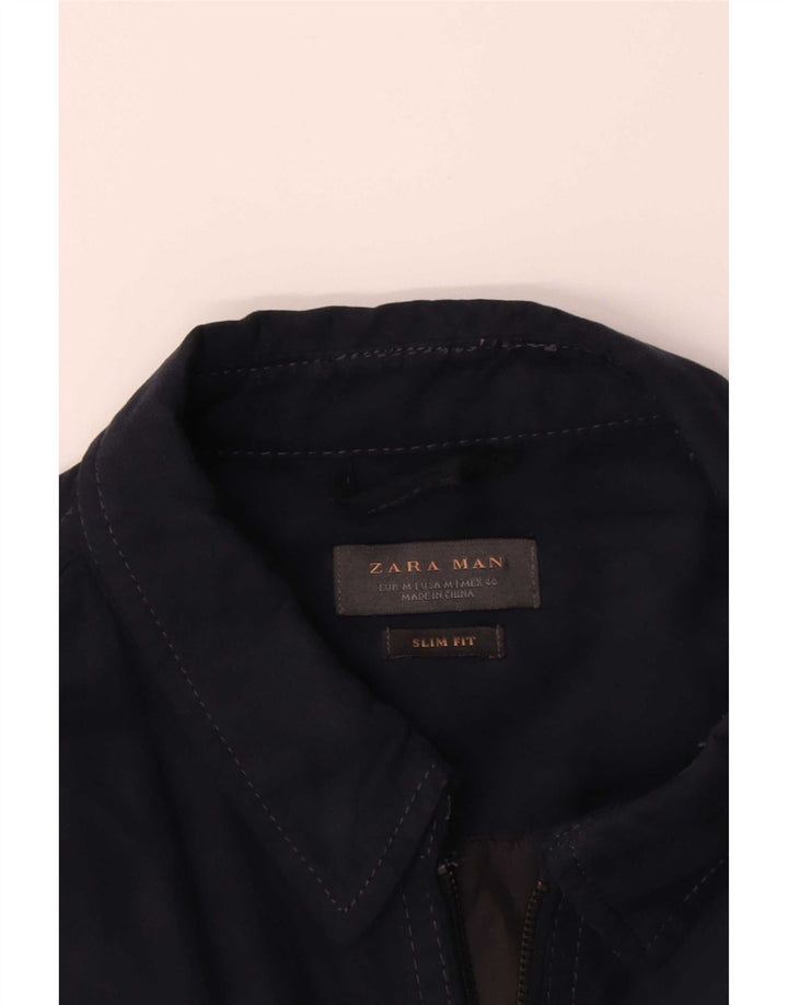 Męska kurtka bomberka Zara Slim Fit UK 38, średni granatowy poliester