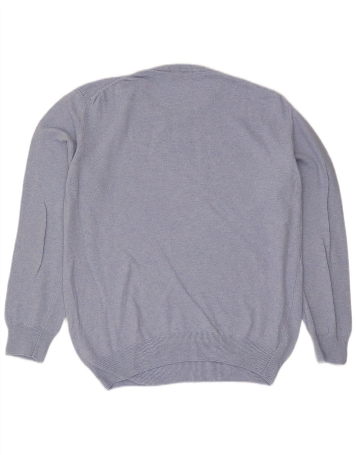 Męski sweter z okrągłym dekoltem Trussardi, średnioniebieska wełna