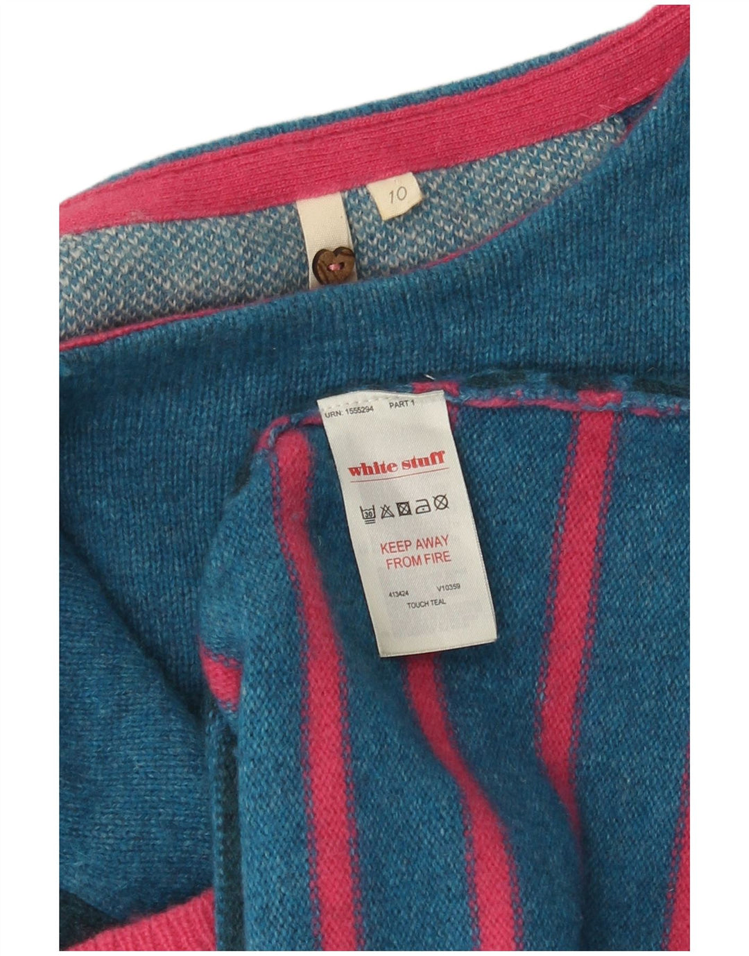 Damski sweter White Stuff UK 10 z owczej wełny w małe niebieskie paski