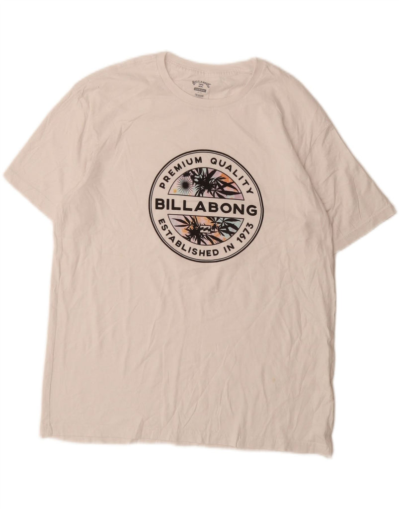 BILLABONG Mens Graphic T-Shirt Top Medium White Cotton Vintage Billabong and Second-Hand Billabong from Messina Hembry 