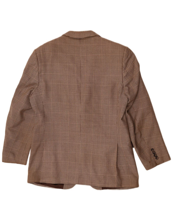 Męska marynarka zapinana na 2 guziki Aquascutum UK 42 XL Brązowa wełna w pepitkę