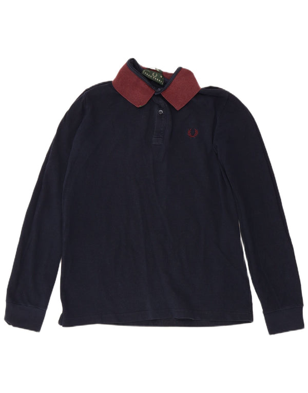Męska koszulka polo Fred Perry Slim Fit z długim rękawem, średnia, granatowa, bawełniana