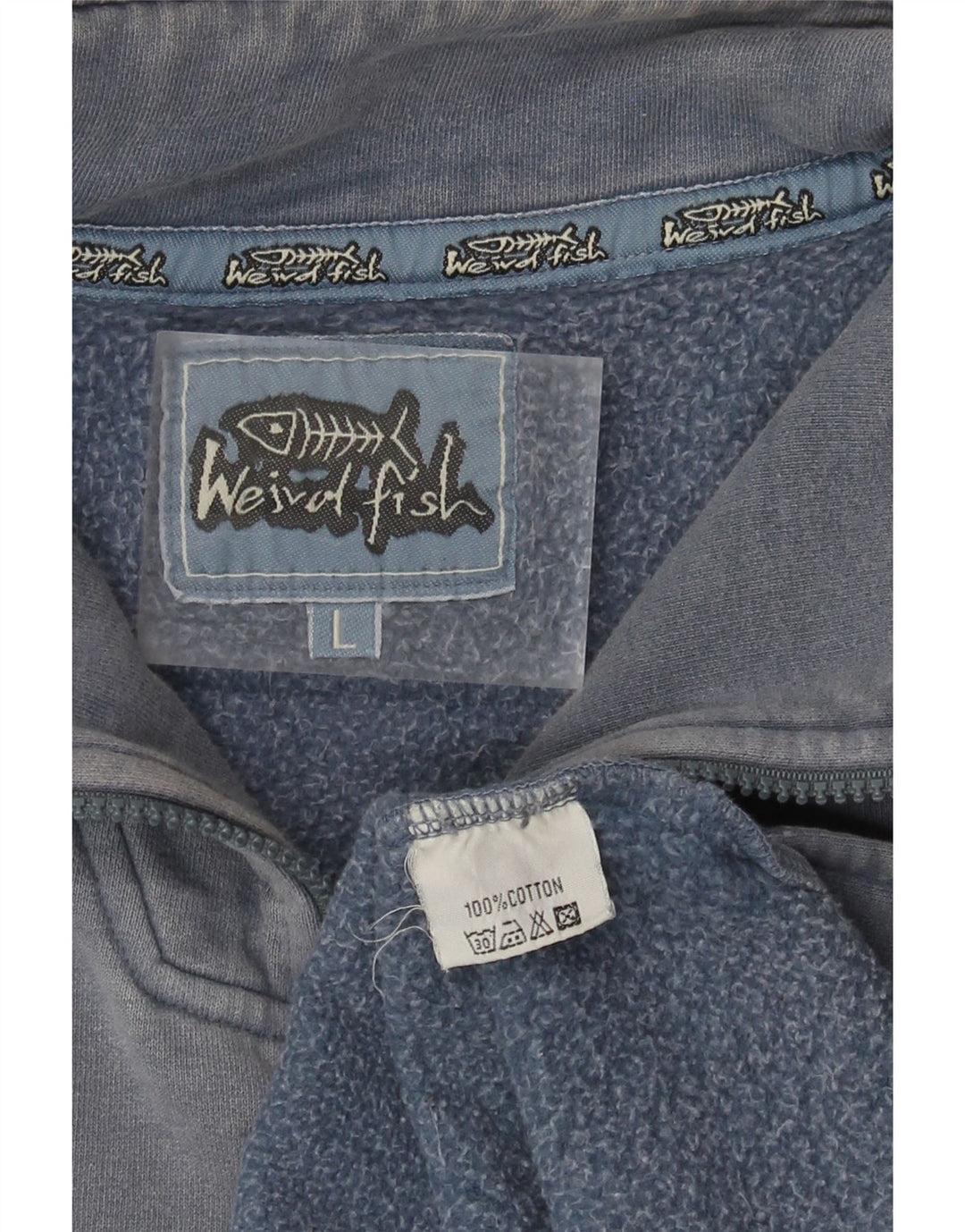 Męska bluza z zamkiem błyskawicznym WEIRD FISH, duża, niebieska, bawełniana