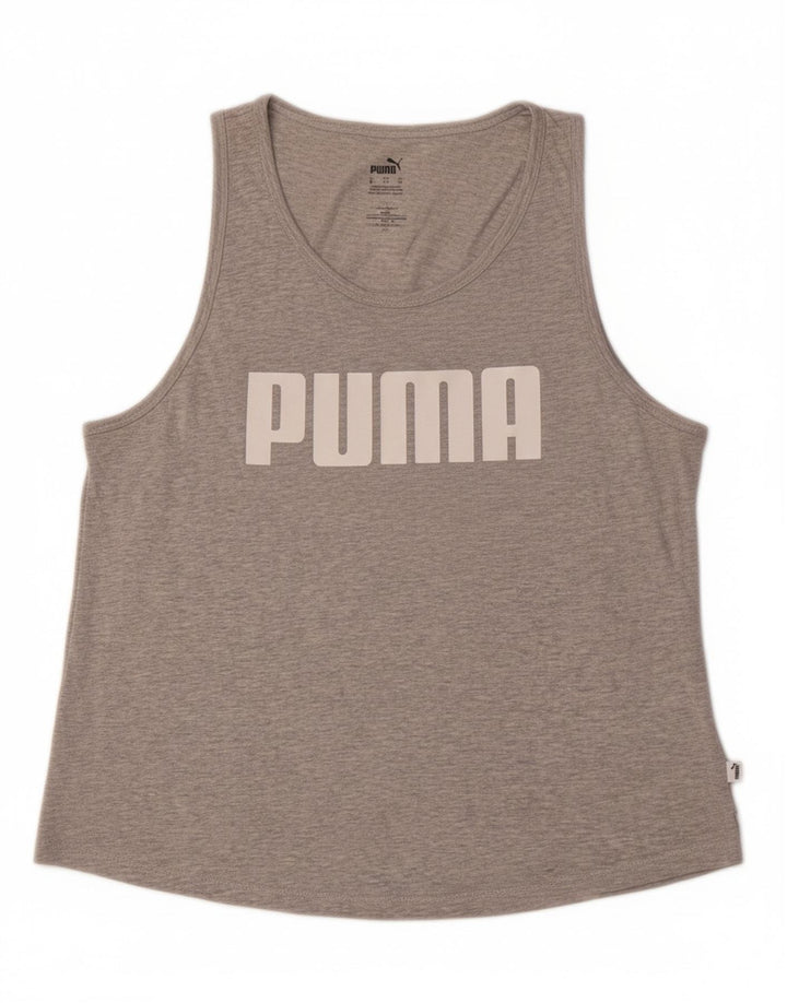 PUMA Womens Graphic Vest Top UK 18 XL Grey Cotton