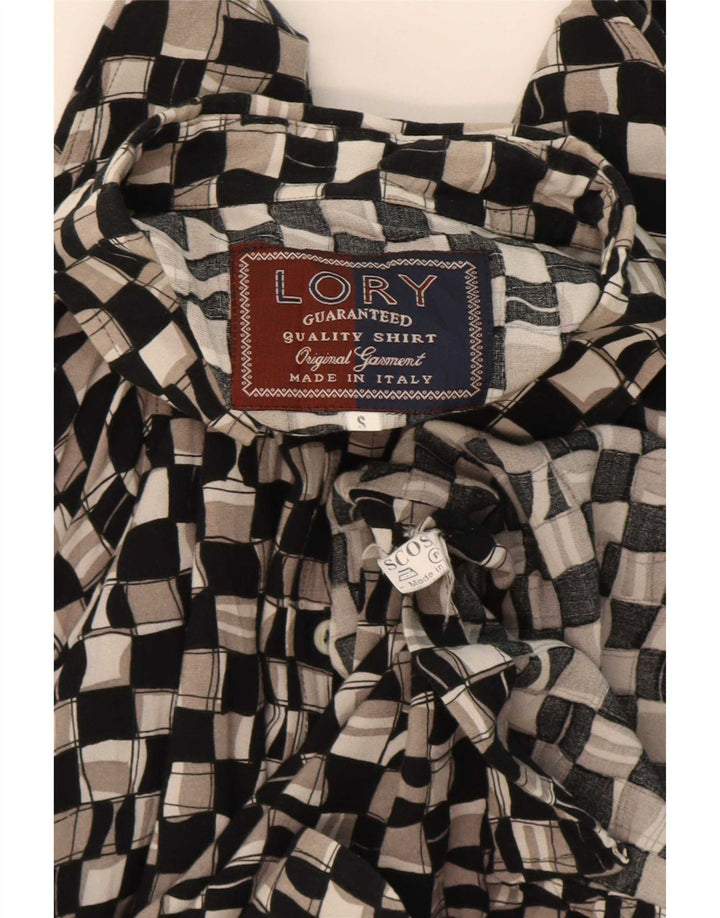 Koszula męska w stylu vintage, mała czarna, geometryczna wiskoza