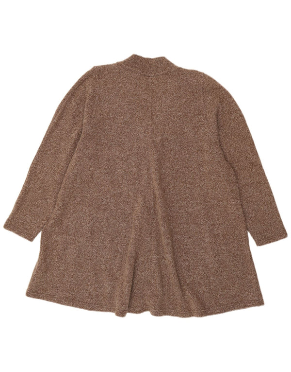 Vintage damski sweter oversize o przedłużonym fasonie, UK 14, średnia brązowa wełna