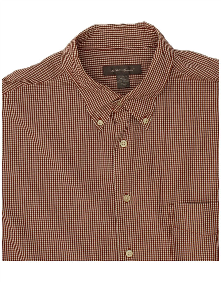 EDDIE BAUER Mens Shirt 2XL Brown Gingham Cotton Vintage Eddie Bauer and Second-Hand Eddie Bauer from Messina Hembry 