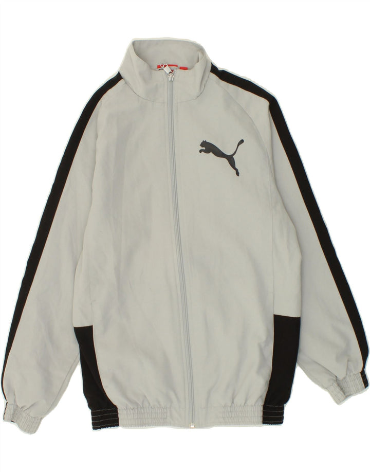 PUMA Boys Graphic Tracksuit Top Jacket 11-12 Years Large  Grey Colourblock Vintage Puma and Second-Hand Puma from Messina Hembry 