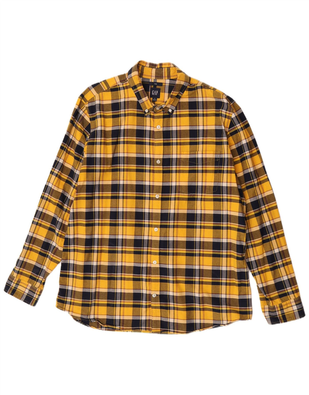 Męska koszula flanelowa Gap Slim 2XL, bawełniana w żółtą kratkę