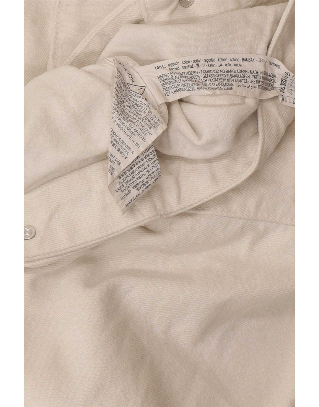 Damska krótka kurtka jeansowa Zara Oversize UK 6 XS, biała bawełna
